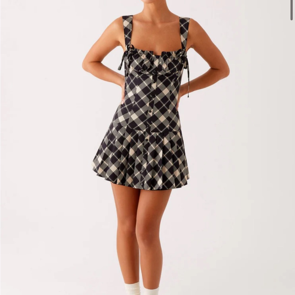 Peppermayo Exclusive - Tuni Mini Dress - Taupe Check